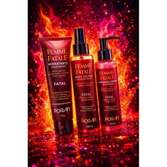 Kit Femme Fatale Fatal | Body Splash + Hidratante + Iluminador