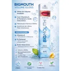 Gloss Labial Aumenta Volume Big Mouth Phallebeauty INCOLOR– Hidratante com Ácido Hialurônico
