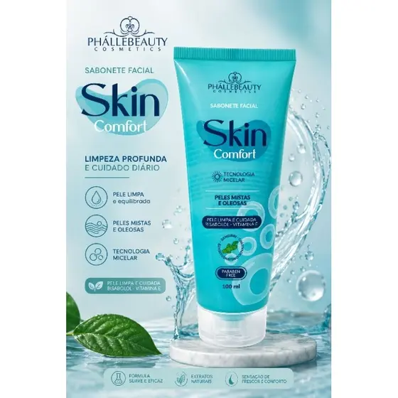 Sabonete Facial Skin Comfort 100ml – Tecnologia Micelar, Limpeza Profunda e Controle da Oleosidade.