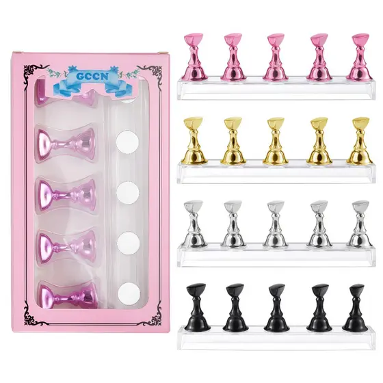 Expositor Unhas Magnético Suporte Treino Nail Art Fotos Luxo Base Cristal Pedestal