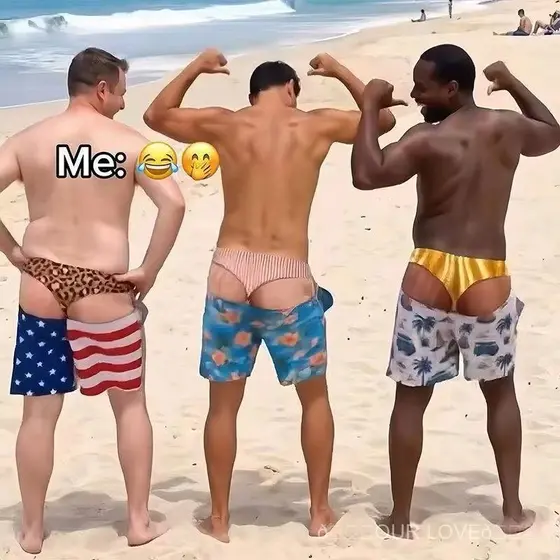 Popular no Xiaohongshu: Shorts masculinos engraçados para férias com estampas criativas, roupa de praia, um presente de
