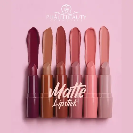 Batom Matte Lipstick Phallebeauty Super Fixação