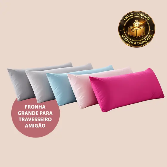Fronha Grande para Travesseiro Amigão Corpo Inteiro 130x40cm Algodão Macia Várias Cores