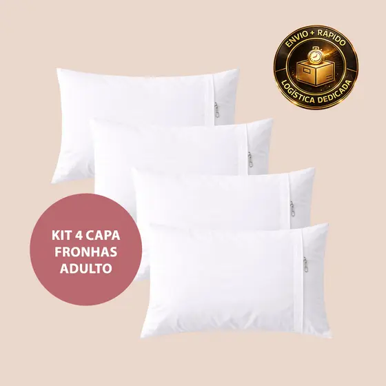 Kit 4 Capa Fronhas Adulto 50x70 de Travesseiro com Zíper Macia Antiácaro e Durável