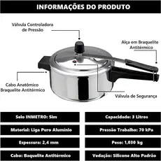 PANELA DE PRESSÃO 3 LITROS POLIDA E CERTIFICADA PELO INMETRO + ENVIO RÁPIDO E SEGURO