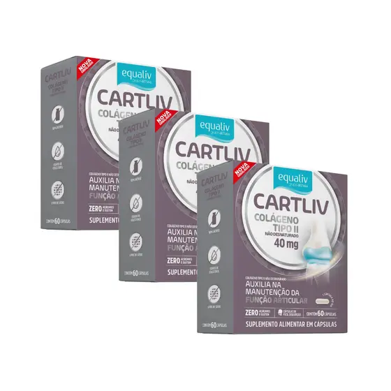 Kit 3un Cartliv Colágeno Tipo II Com 60 Cápsulas - Equaliv