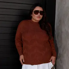 Blusa de Tricot Feminina Plus Size Inverno Modal Frio Manga Longa