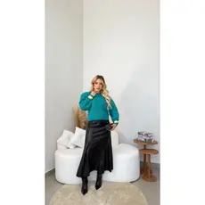 Blusa Feminina Tricot Manga Bufante Inverno Elegante