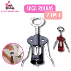 Saca Rolhas Abridor de Garrafa Inox 2 em 1Reforçado Manual para Casa Cozinha Adega Vinicula Bar