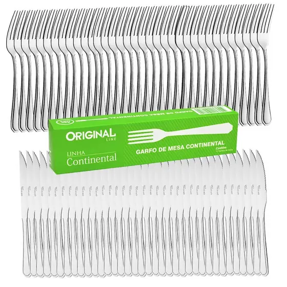Kit 240 peças 120 Garfos e 120 Facas Aço Inox Continental Buffet Restaurante Lanchonete Padaria