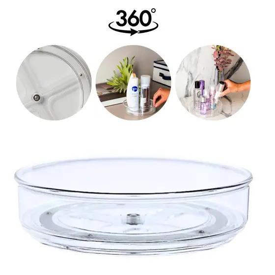 Organizador de Maquiagem Redondo de Acrílico Giratório 18cm Paramount Cosméticos Multiuso Galheteiro