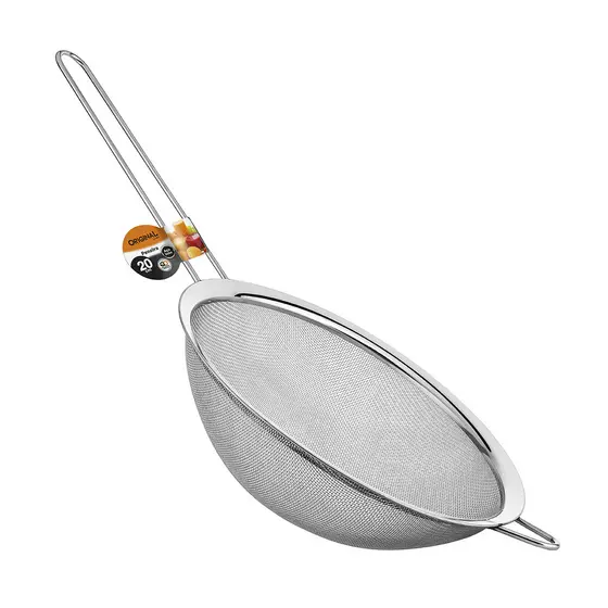 Peneira Coador Manual Aço Inox 20cm Útensílios de Cozinha Suco Leite Restaurante Bar Lanchonete
