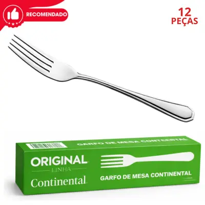 Kit 12 Garfos de Mesa Sextavado Aço Inox Premium Restaurante Buffet Churrasco Cozinha