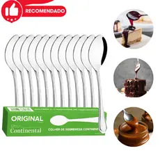 Kit 12 Colheres de Sobremesa Aço Inox Continental Original Line Buffet Faqueiro Talheres Inox