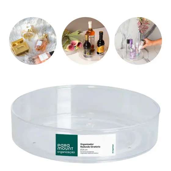 Organizador de Maquiagem Acrílico Giratório 24cm Paramount Perfumes Cosméticos Banheiro