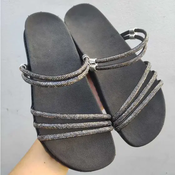 Papete sandália com ajuste 2 em 1 strass