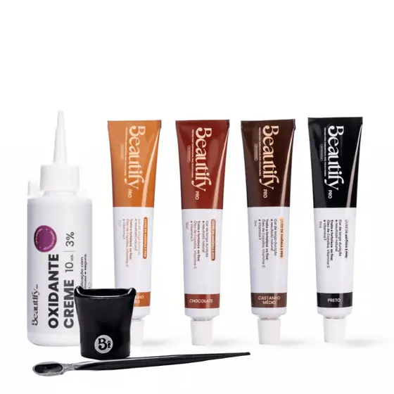 Tintura Beautify Kit para Sobrancelha e Cílios e barbas 10ml com Oxidante