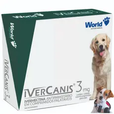 Ivercanis 3 mg 4 cp Remédio Carrapato Cachorro Remédio para Pulga no Cachorro Peso 7,5 kg a 22 kg