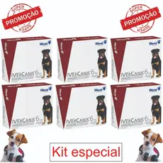 IverCanis 6mg para Cães Até 45Kg Remedio para Carrapato, Pulgas e Sarna Blíster 4 comprimidos