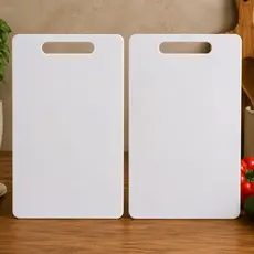 Kit 2 Tábua Para Corte Grande Lisa De Carne De Plástico Cozinha Branca PVC