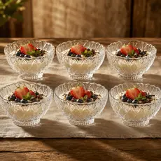 Jogo de Sobremesa 6 Peças Taças TOFF ESTRELA Vidro Tigela Bowl Sorvete Doces Vidro Decoração Louça