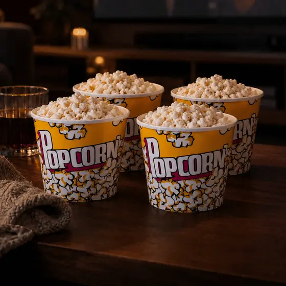 Kit 4 Baldes Pipoca Pote Grande Resistente Plástico 1,4 LITROS Cinema Filme PopCorn