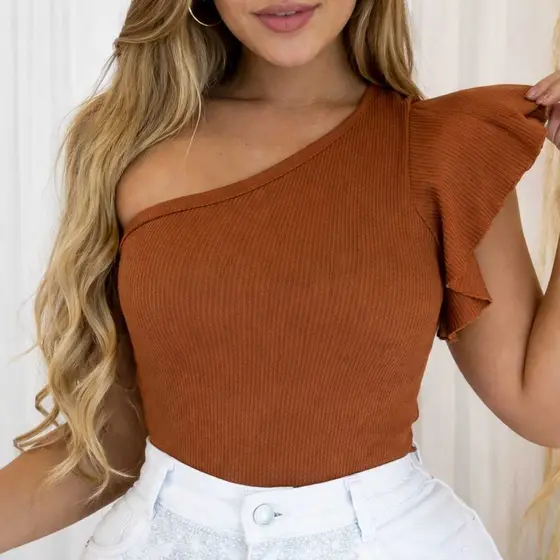 cropped um obro feminino, muda manca, com babado, no canelado anarruga, 6 cores disponíveis, tamanho único