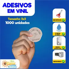 Adesivos, etiquetas e rótulos em Vinil 3x3 1000 unidades em Vinil a prova dágua