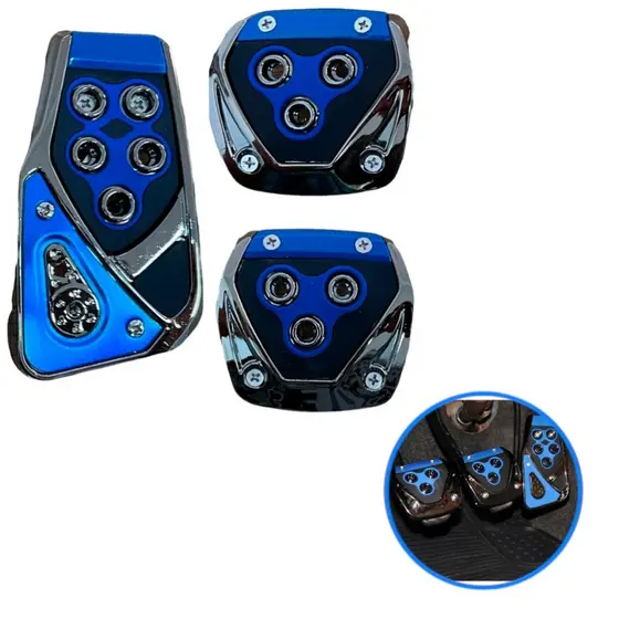 Kit Pedaleiras Esportiva Para Carro Automotiva Tuning Kit 3 Peças Modelo Universal