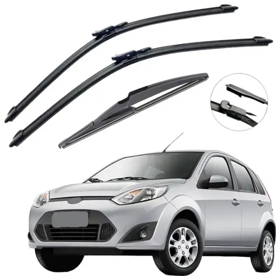 Kit Palhetas Limpador Parabrisa Chuva Silicone Para Ford Fiesta  2011 À 2014