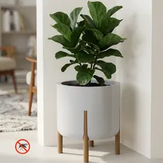 Vaso de Flor Grande Premium 16L Cachepô Fênix Anti-Dengue de plástico com Pé Madeirado