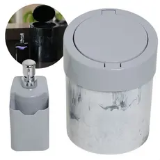 Kit Cozinha 2 Peças Lixeira + Porta Esponja com Válvula Dispenser