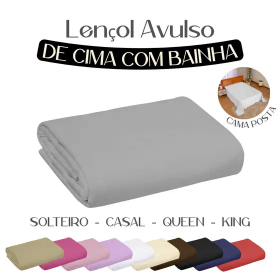 Lençol Bainha Sem Elástico Avulso 400 Fios Micropercal - Cama Solteiro, Casal, Queen e King
