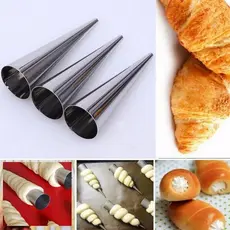 LUWAVE. Kit Com 6 Formas Canudo Cone Doces Aço Inox