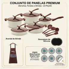 Conjunto Panelas 23 Peças Inox Luwave Com Utensílios De Silicone Gás e Elétrico e fogão de indução