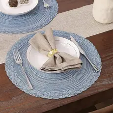6 ou 12 Peças Jogo Americano Kit Trançado Redondo para Mesa de Jantar Sousplat Decorativo