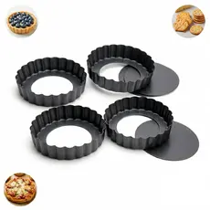 Kit 4 Formas de Bolo Antiaderentes com Fundo Removível de Aço Carbono