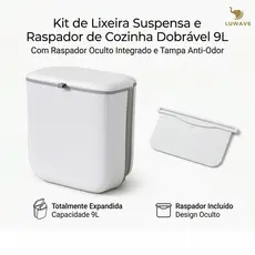 Lixeira Suspensa Ajustável Com Raspador Multiuso Cozinha Banheiro LUWAVE