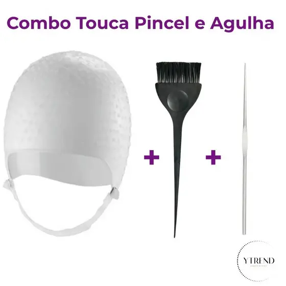 Kit Touca Profissional YTrend com Pincel e Agulha para Luzes 1000 Furos