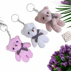 kit 12 Chaveiros Mini Tedy com Pingente Ursinho Urso de Pelúcia Pequeno 8cm