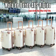 Mala de Bordo ABS Rígida, Rodinhas 360° Removíveis, Cadeado com Senha Numérica - Capacidade 7Kg/10Kg/12Kg/15Kg, PROMOÇÃO