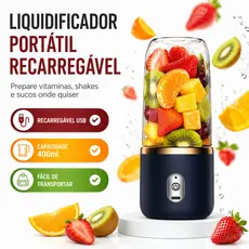 Mini Liquidificador Portátil 400ml Recarregável USB para Vitaminas e Smoothies