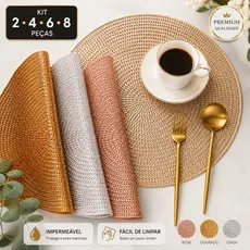Kit 2/4/6/8 Jogo Americano Redondo Impermeável Sousplat Para Mesa Jantar