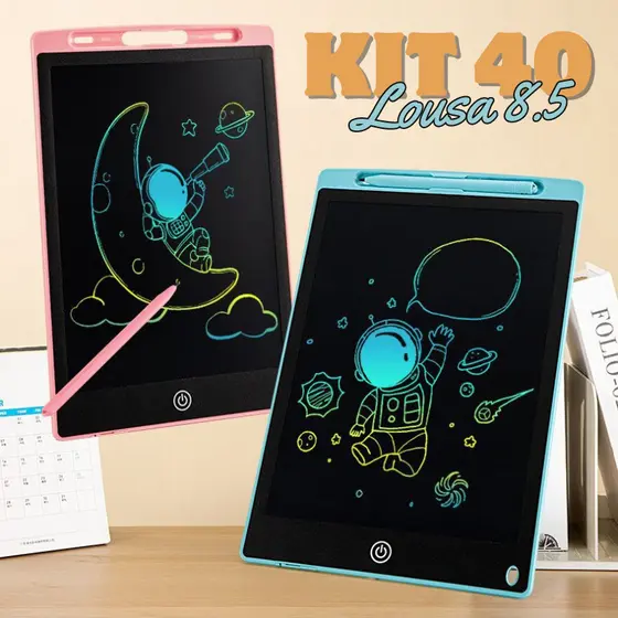 40 Peças Lousa Mágica Tela Lcd Infantil De Escrever E Desenhar 8.5 Polegadas