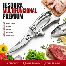 Tesoura Multifuncional Premium em Aço Inox Super Resistente para Cozinha
