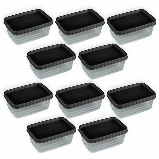 Kit com 10 Potes Herméticos retangular 250 ml  – Alves Plastic