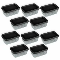 Kit com 10 Potes Herméticos retangular 250 ml  – Alves Plastic