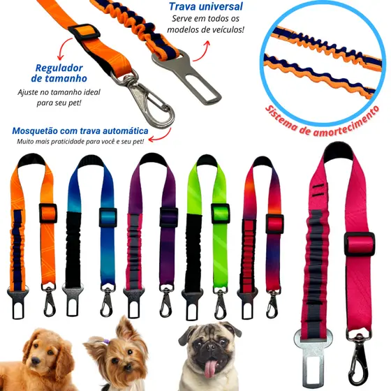 Cinto de segurança pet anti impacto para cães e gatos