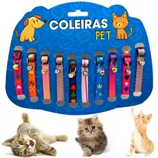 Kit coleiras para gatos guizo sininho
