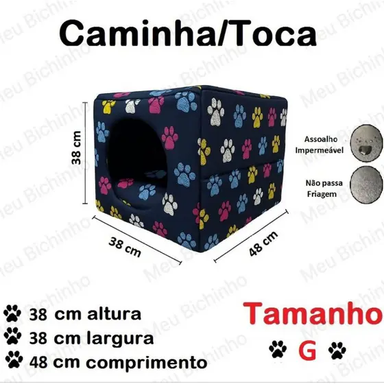 Cama para cachorro Toca Iglu Caminha para cães e gatos 3 em 1, tamanho P, M e G.